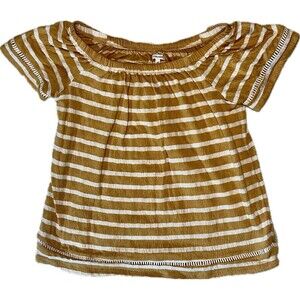 Maurices Women's Yellow Mustard Stripe off the Shoulder Top Shoulderless  Size S